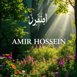 The name 'AMIR HOSSEIN' elegantly displayed in a mystical forest setting