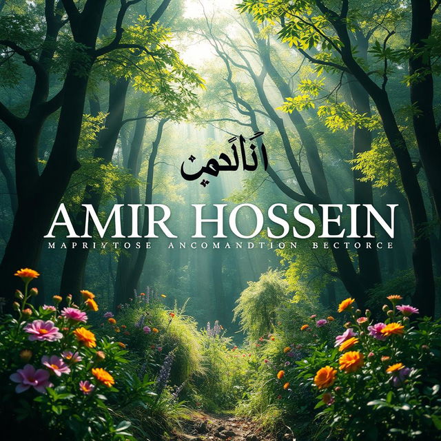 The name 'AMIR HOSSEIN' elegantly displayed in a mystical forest setting