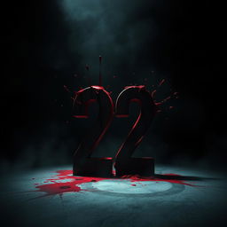 A dramatic and chilling scene featuring the number twenty-two, depicted in a bloody and artistic manner
