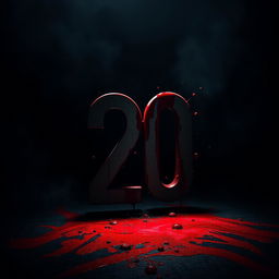 A dramatic and chilling scene featuring the number twenty-two, depicted in a bloody and artistic manner