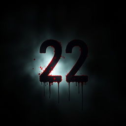 A dramatic and chilling scene featuring the number twenty-two, depicted in a bloody and artistic manner