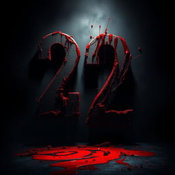 A dramatic and chilling scene featuring the number twenty-two, depicted in a bloody and artistic manner