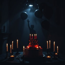 A dark and atmospheric scene celebrating a special birthday