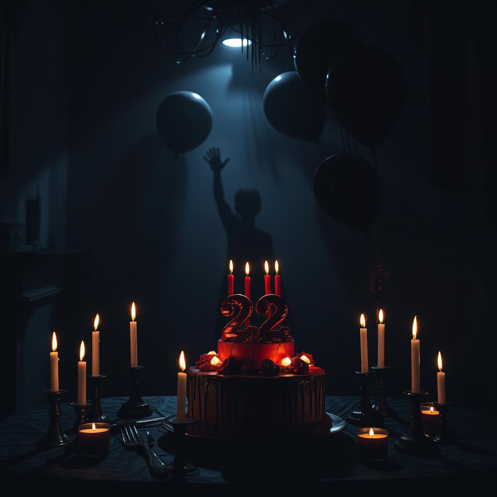 A dark and atmospheric scene celebrating a special birthday