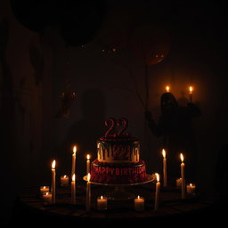 A dark and atmospheric scene celebrating a special birthday
