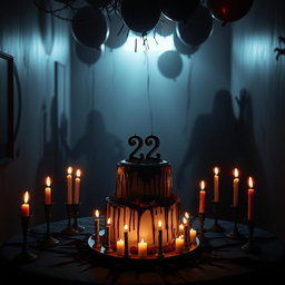 A dark and atmospheric scene celebrating a special birthday