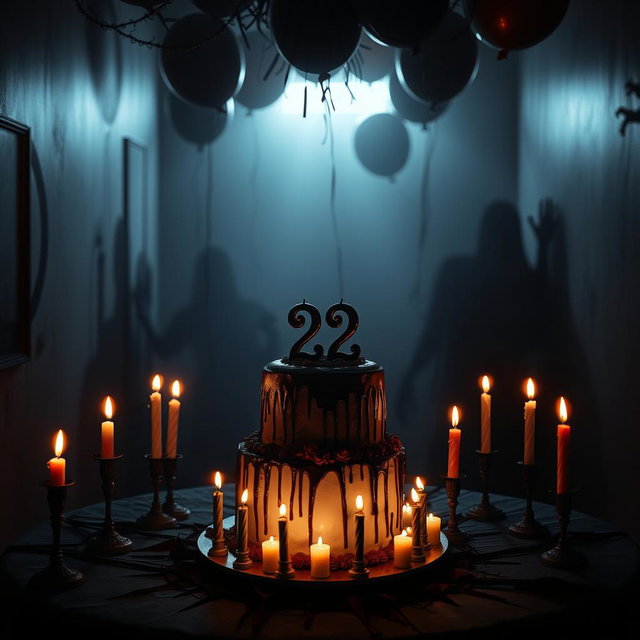 A dark and atmospheric scene celebrating a special birthday