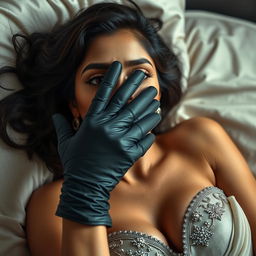 A sexy Indian woman is depicted in a stunning mistress outfit, showcasing a blend of elegance and allure