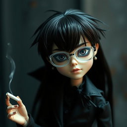 A boy Monster High doll designed as a modern vampire, featuring dark brown hair styled messily with bangs and striking dark brown eyes