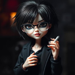 A boy Monster High doll designed as a modern vampire, featuring dark brown hair styled messily with bangs and striking dark brown eyes