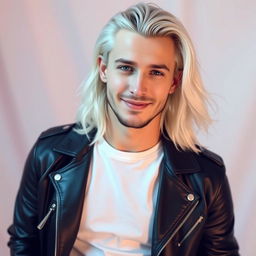 A portrait of Liam Payne featuring long, flowing white hair