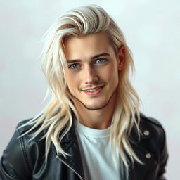 A portrait of Liam Payne featuring long, flowing white hair
