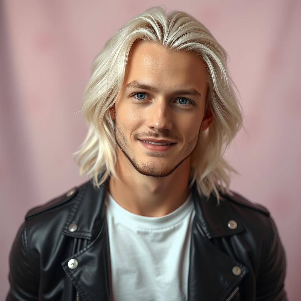 A portrait of Liam Payne featuring long, flowing white hair