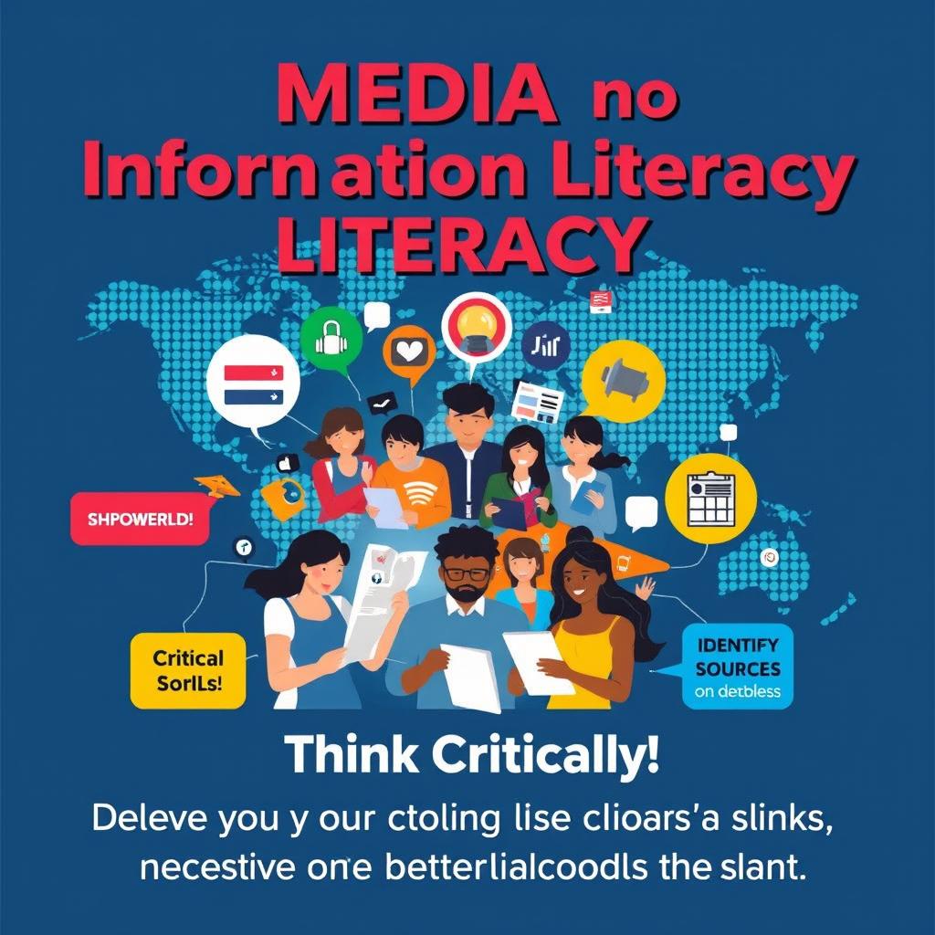 A vibrant and informative poster highlighting the importance of media and information literacy
