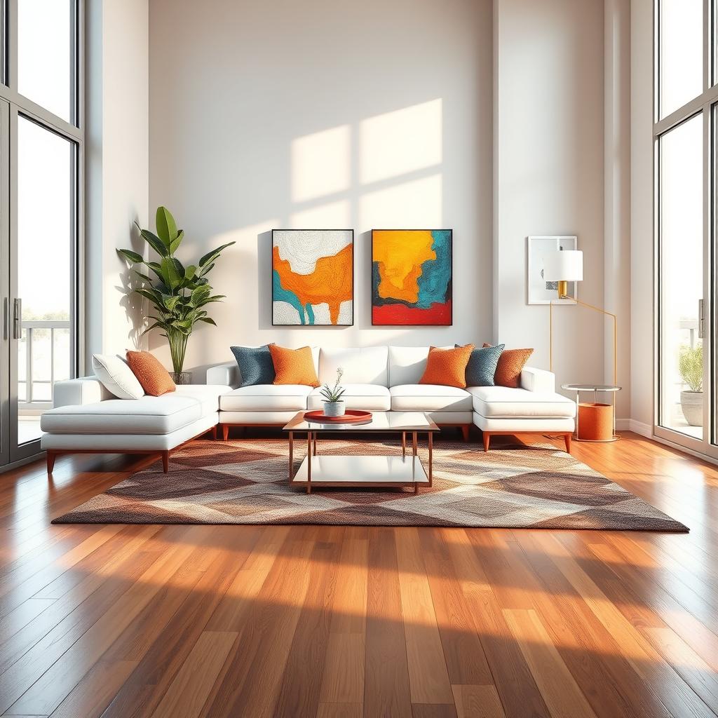 Recreate a detailed, modern design featuring an elegant living room