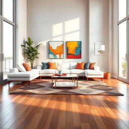 Recreate a detailed, modern design featuring an elegant living room