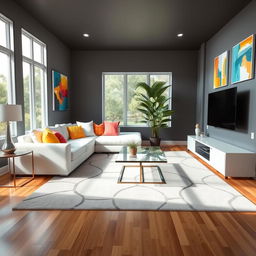 Recreate a detailed, modern design featuring an elegant living room