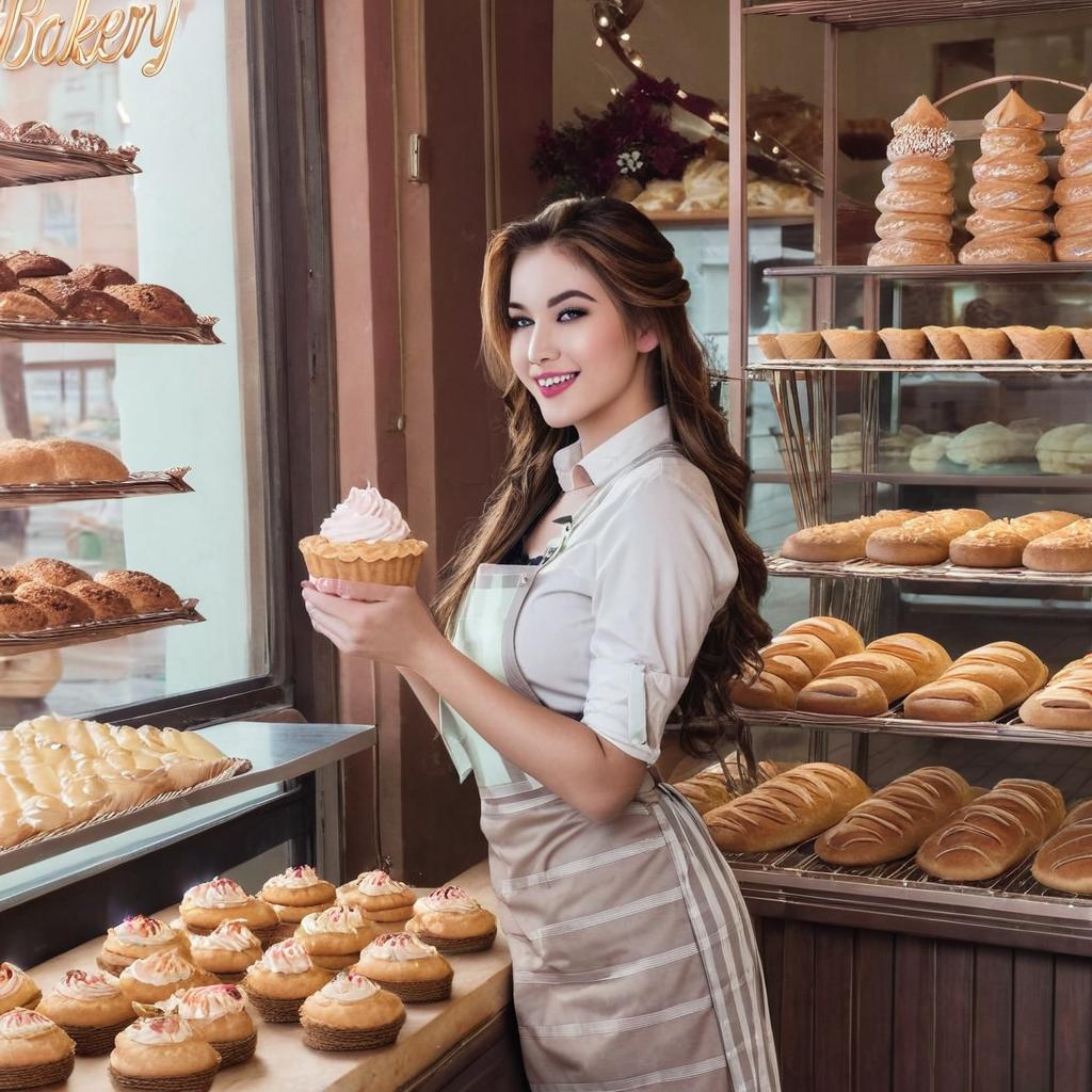 beautiful girl in the bakery