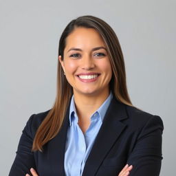 A professional resume profile picture featuring a person wearing business attire, with a neutral or corporate background