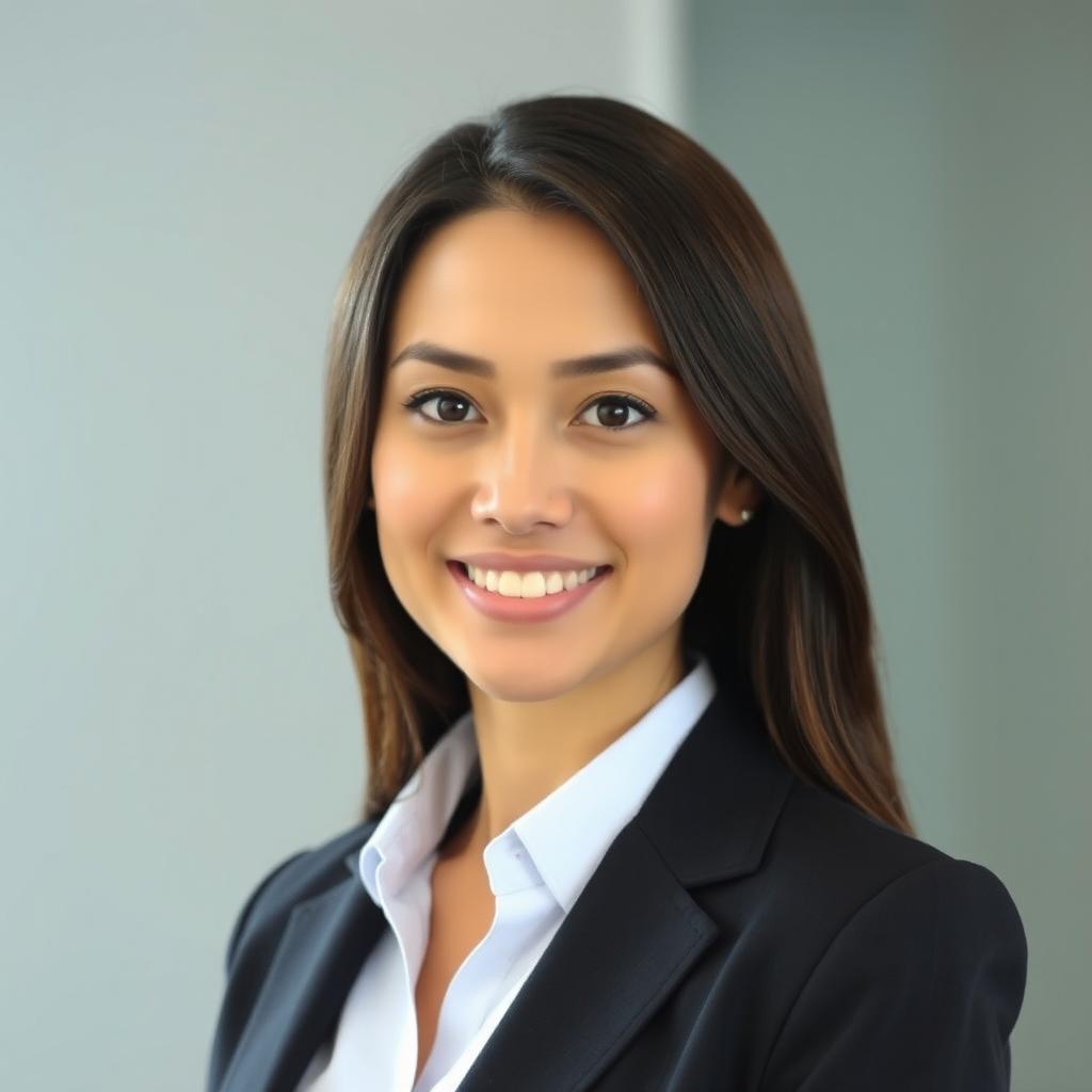 A professional resume profile picture featuring a person wearing business attire, with a neutral or corporate background
