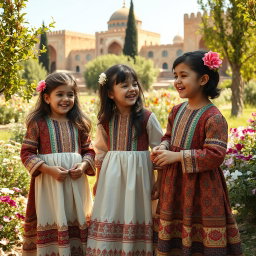A historical depiction of Iranian girls in traditional attire during the early 1900s