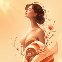 An artistic representation featuring an abstract interpretation of femininity, with soft and flowing shapes in warm tones