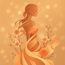 An artistic representation featuring an abstract interpretation of femininity, with soft and flowing shapes in warm tones