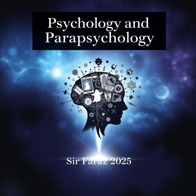 A captivating book cover featuring a blend of symbols related to psychology and parapsychology