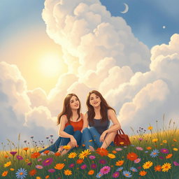 A beautiful A5 illustration depicting a cloudy sky symbolizing friendship among women