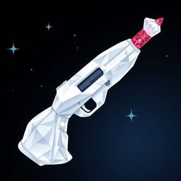 A 2D illustration of a futuristic space rifle designed with a white diamond exterior