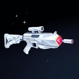 A 2D illustration of a futuristic space rifle designed with a white diamond exterior