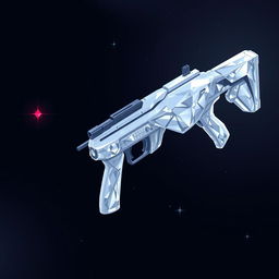 A 2D illustration of a futuristic space rifle designed with a white diamond exterior