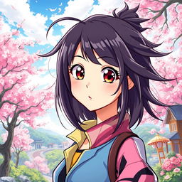A vibrant and colorful anime-style illustration based on a photo of a person