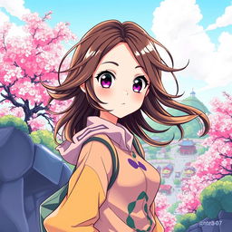 A vibrant and colorful anime-style illustration based on a photo of a person