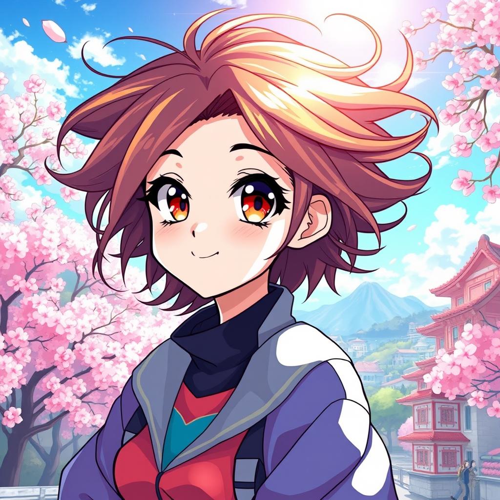 A vibrant and colorful anime-style illustration based on a photo of a person