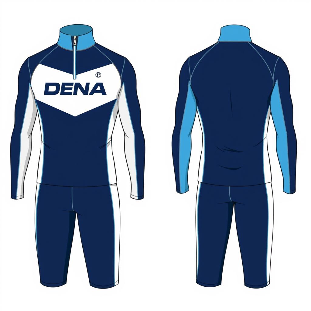 A stylish half zip dress designed for the men’s swim team named DENA