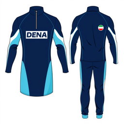 A stylish half zip dress designed for a men's swim team named DENA