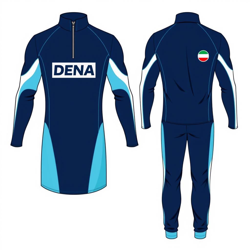 A stylish half zip dress designed for a men's swim team named DENA