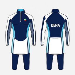 A stylish half zip dress designed for a men's swim team named DENA