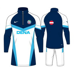A stylish half zip dress designed for a men's swim team named DENA