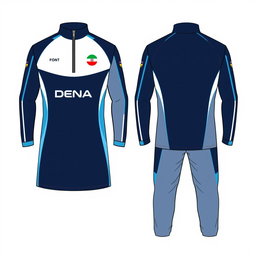 A stylish half zip dress designed for a men's swim team named DENA