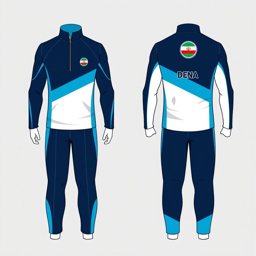A contemporary half zip dress designed for a men's swim team named DENA