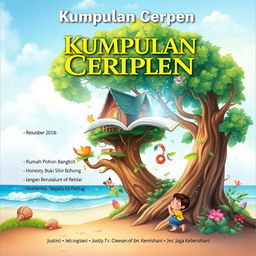 An enchanting cover design for a collection of short stories, titled 'Kumpulan Cerpen'