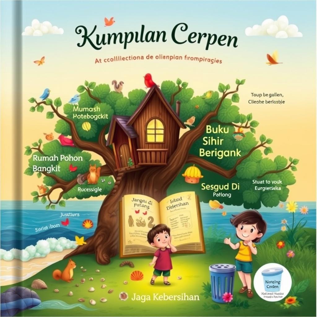 A captivating cover design for a collection of short stories titled 'Kumpulan Cerpen'