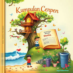 A captivating cover design for a collection of short stories titled 'Kumpulan Cerpen'