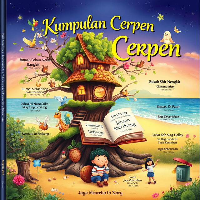 A captivating cover design for a collection of short stories titled 'Kumpulan Cerpen'