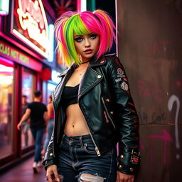 A stylish twin syndicate girl, featuring an edgy and confident look