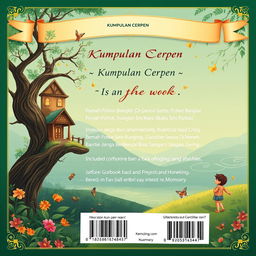 An elegant back cover design for a short story collection titled 'Kumpulan Cerpen'