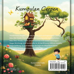 An elegant back cover design for a short story collection titled 'Kumpulan Cerpen'