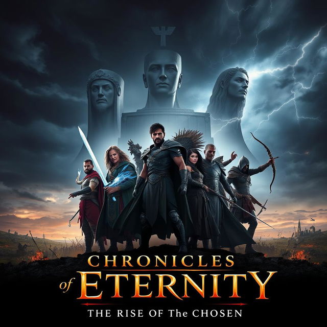 A dramatic film poster for 'Chronicles of Eternity: The Rise of the Chosen'